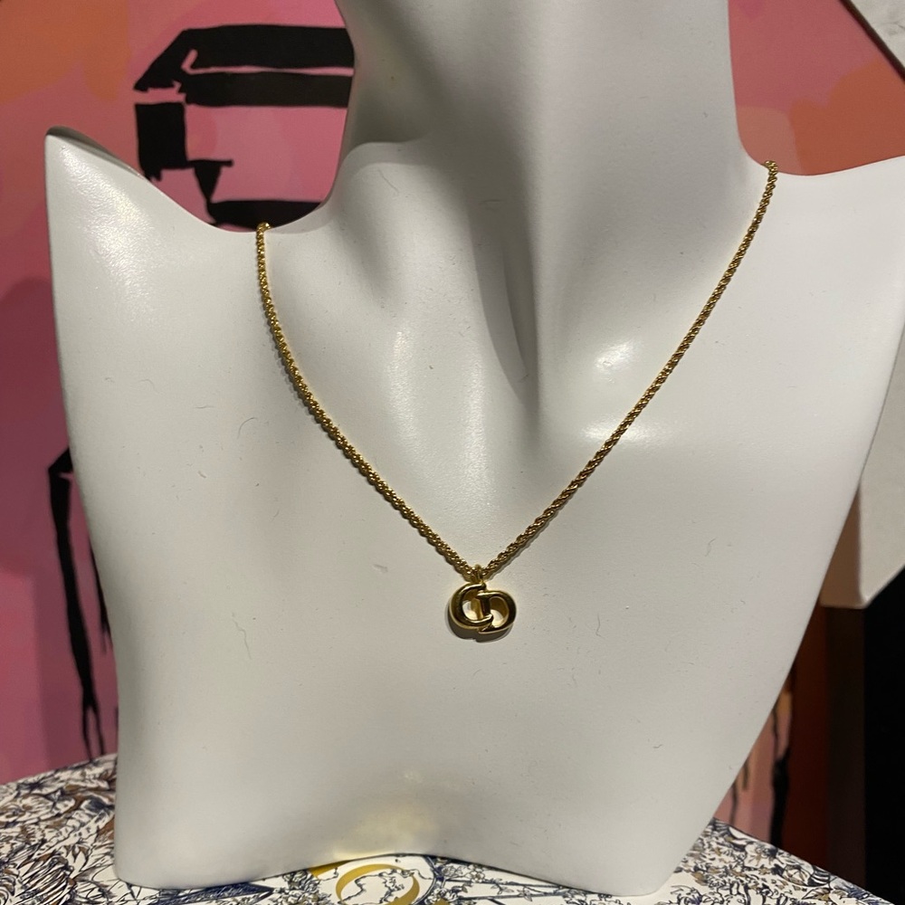 Vintage Christian Dior CD Logo Pendant Necklace